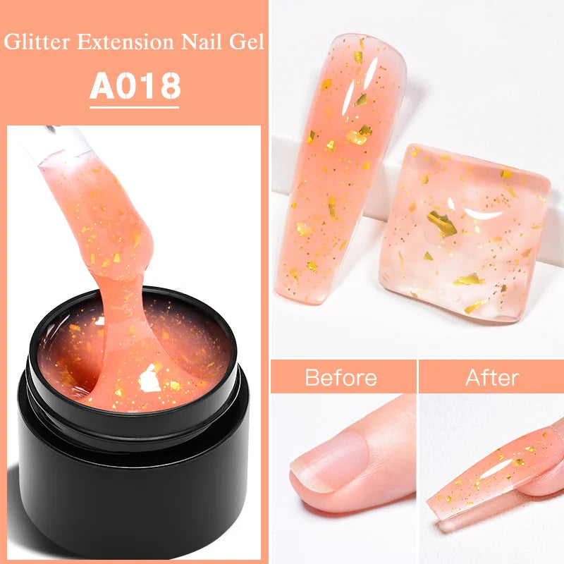 MEET ACROSS 8ml Sparkly Sequins Gel Nail Polish Pink Gold Silver Glitter Semi Permanent UV Nail Art Gel Varnish Manicure Design