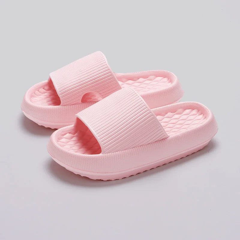 4cm Non-slip Soft Cloud Slippers Women Soft Eva Thicken Platform Slides Woman Couple Bathroom Home Flip Flops Summer Multi-color