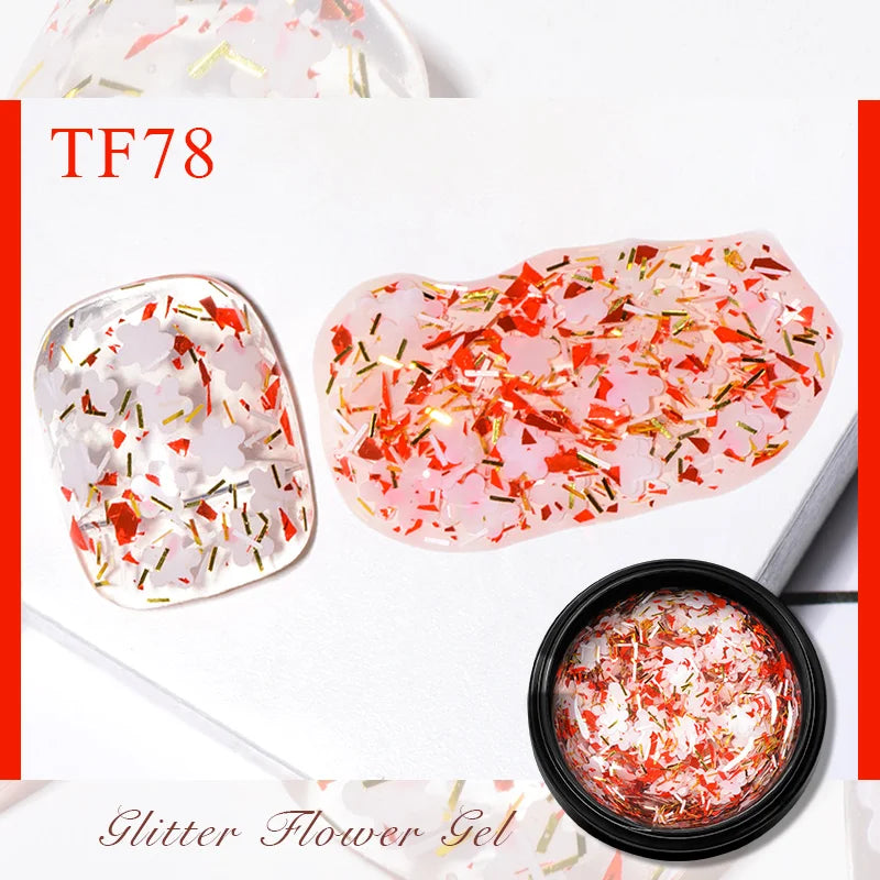 MEET ACROSS 8ml Sparkly Sequins Gel Nail Polish Pink Gold Silver Glitter Semi Permanent UV Nail Art Gel Varnish Manicure Design