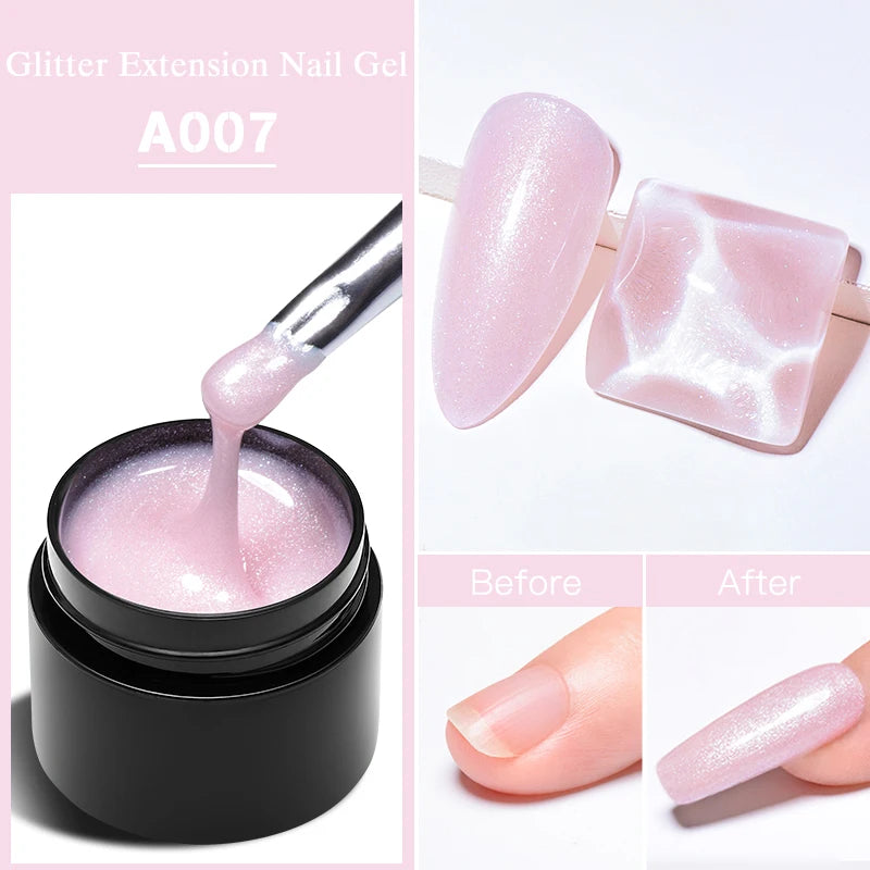 MEET ACROSS 8ml Sparkly Sequins Gel Nail Polish Pink Gold Silver Glitter Semi Permanent UV Nail Art Gel Varnish Manicure Design