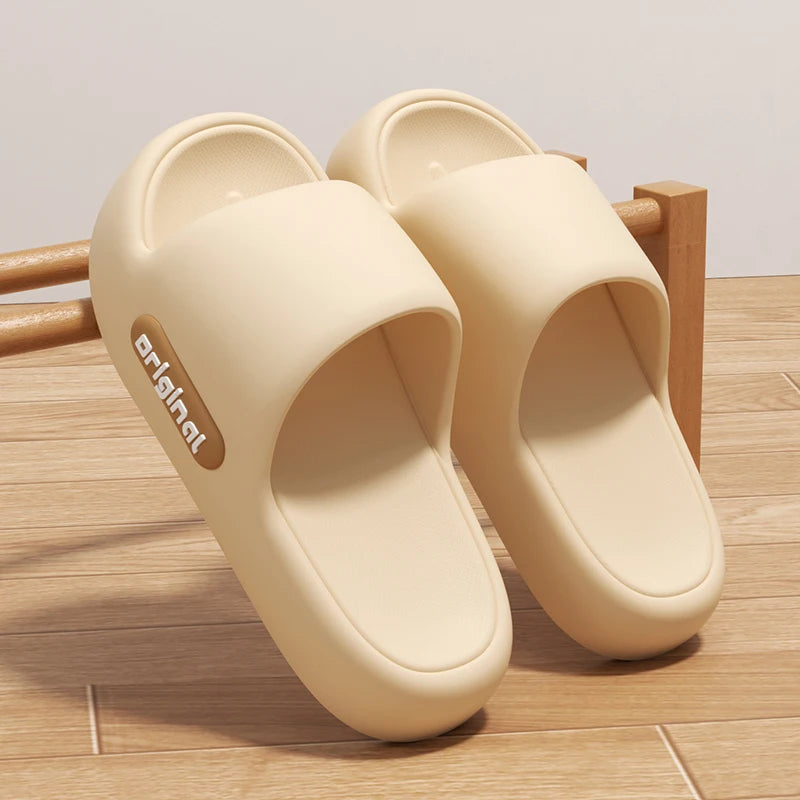Thick Platform Cloud Slippers Women Letter Design Comfy Soft Sole EVA Pillow Slides Woman Summer Non Slip Bathroom Home Slippers