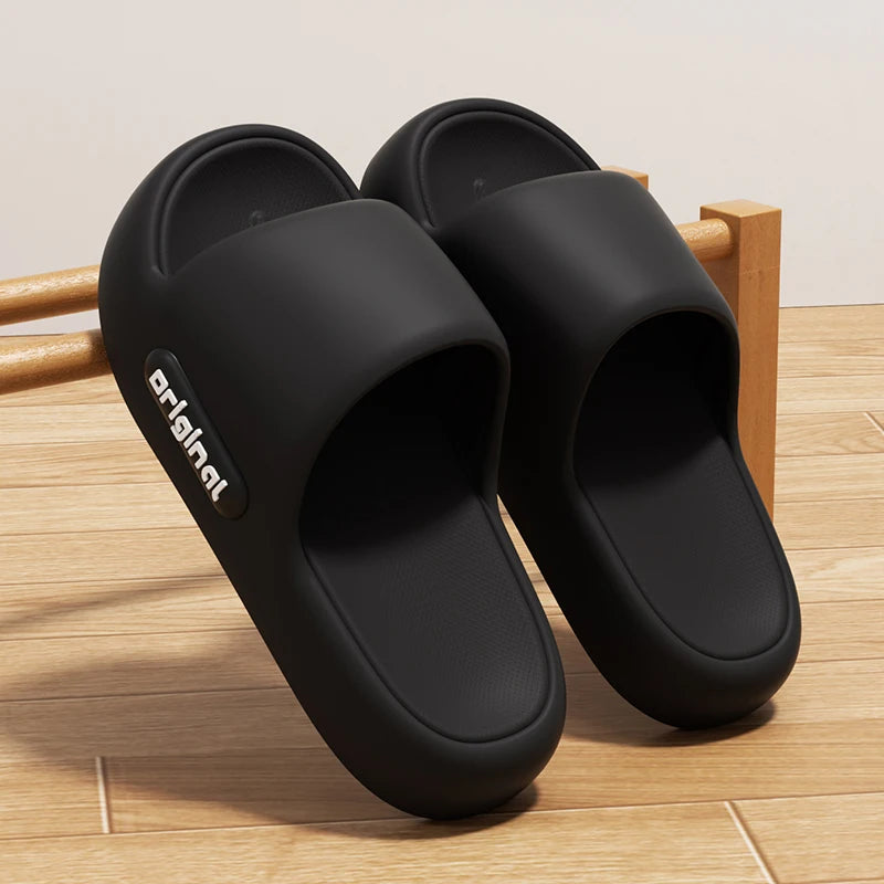 Thick Platform Cloud Slippers Women Letter Design Comfy Soft Sole EVA Pillow Slides Woman Summer Non Slip Bathroom Home Slippers