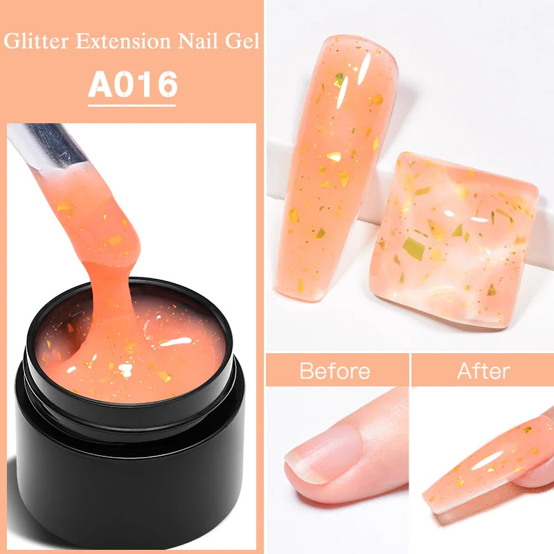 MEET ACROSS 8ml Sparkly Sequins Gel Nail Polish Pink Gold Silver Glitter Semi Permanent UV Nail Art Gel Varnish Manicure Design