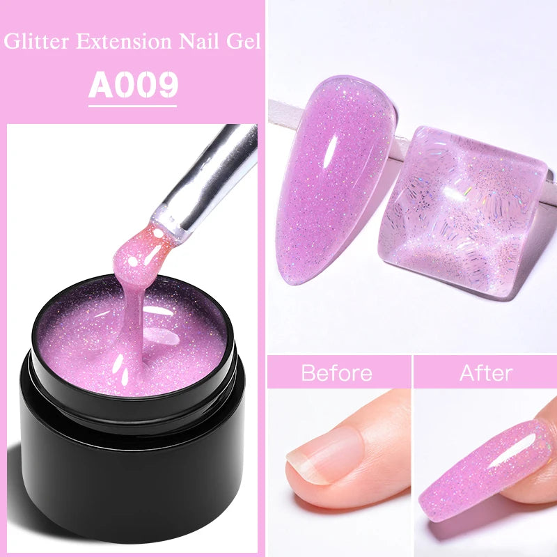 MEET ACROSS 8ml Sparkly Sequins Gel Nail Polish Pink Gold Silver Glitter Semi Permanent UV Nail Art Gel Varnish Manicure Design
