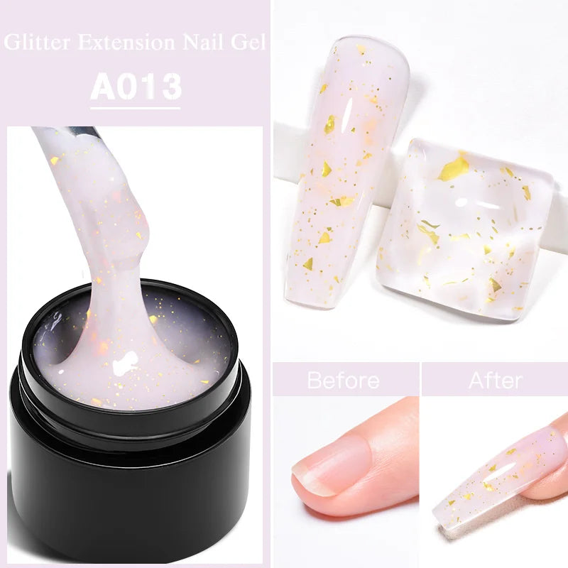 MEET ACROSS 8ml Sparkly Sequins Gel Nail Polish Pink Gold Silver Glitter Semi Permanent UV Nail Art Gel Varnish Manicure Design