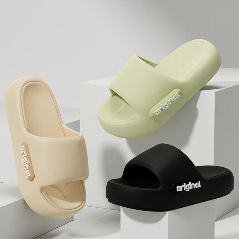 Thick Platform Cloud Slippers Women Letter Design Comfy Soft Sole EVA Pillow Slides Woman Summer Non Slip Bathroom Home Slippers