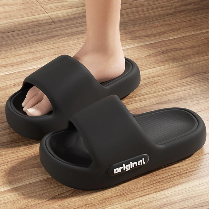 Thick Platform Cloud Slippers Women Letter Design Comfy Soft Sole EVA Pillow Slides Woman Summer Non Slip Bathroom Home Slippers
