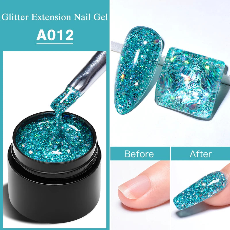 MEET ACROSS 8ml Sparkly Sequins Gel Nail Polish Pink Gold Silver Glitter Semi Permanent UV Nail Art Gel Varnish Manicure Design