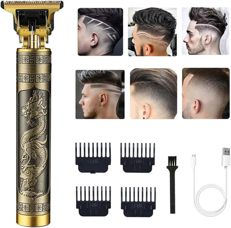 HIENA T9 Electric Hair Clipper Vintage Dragon Relief Design Cordless Hair Trimmer Portable Beard Shaver Hair Cutting Machine