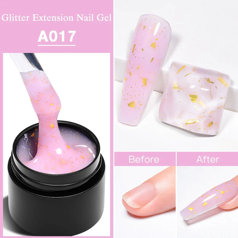 MEET ACROSS 8ml Sparkly Sequins Gel Nail Polish Pink Gold Silver Glitter Semi Permanent UV Nail Art Gel Varnish Manicure Design
