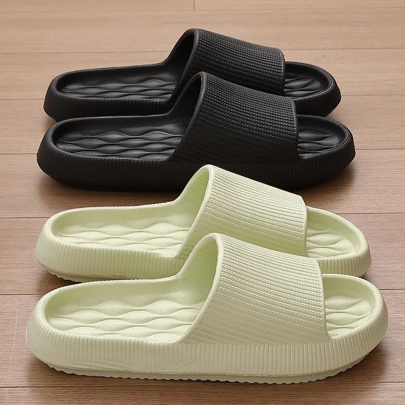 4cm Non-slip Soft Cloud Slippers Women Soft Eva Thicken Platform Slides Woman Couple Bathroom Home Flip Flops Summer Multi-color