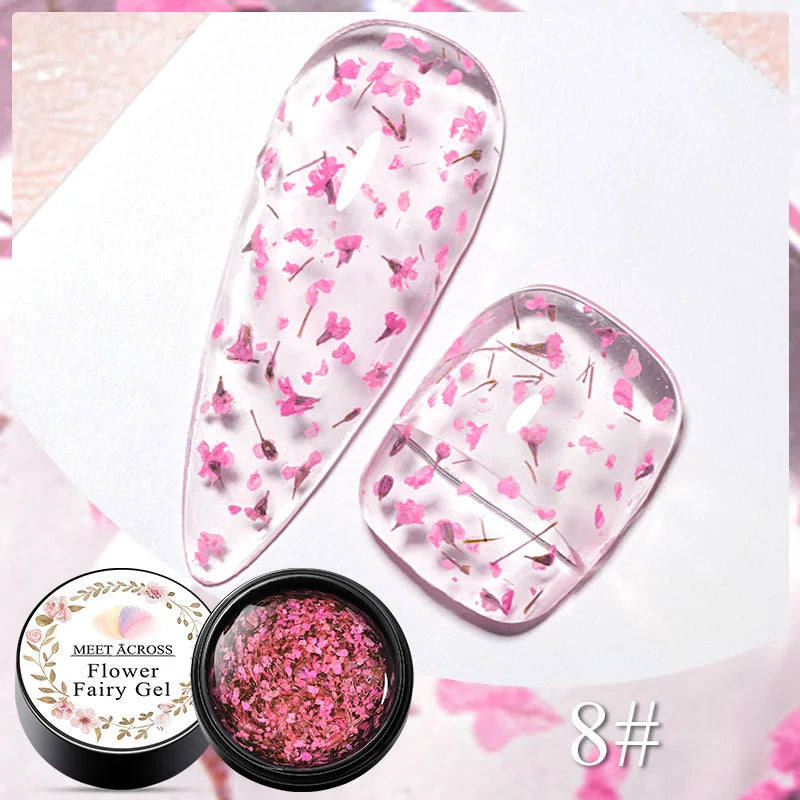 MEET ACROSS 8ml Sparkly Sequins Gel Nail Polish Pink Gold Silver Glitter Semi Permanent UV Nail Art Gel Varnish Manicure Design