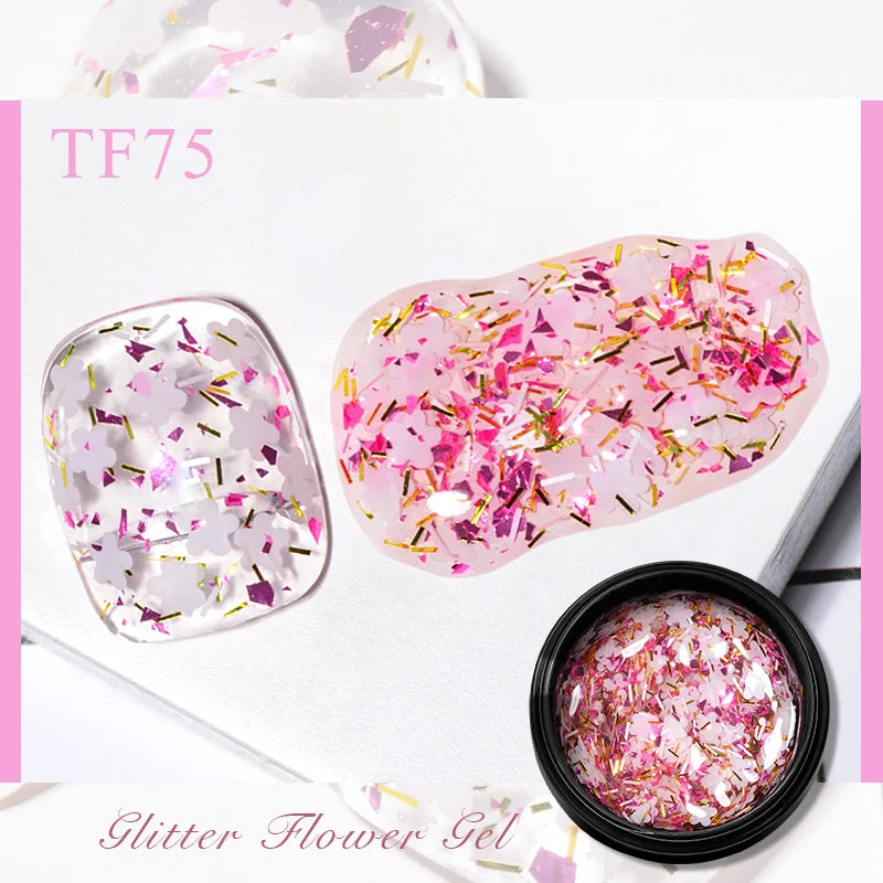 MEET ACROSS 8ml Sparkly Sequins Gel Nail Polish Pink Gold Silver Glitter Semi Permanent UV Nail Art Gel Varnish Manicure Design