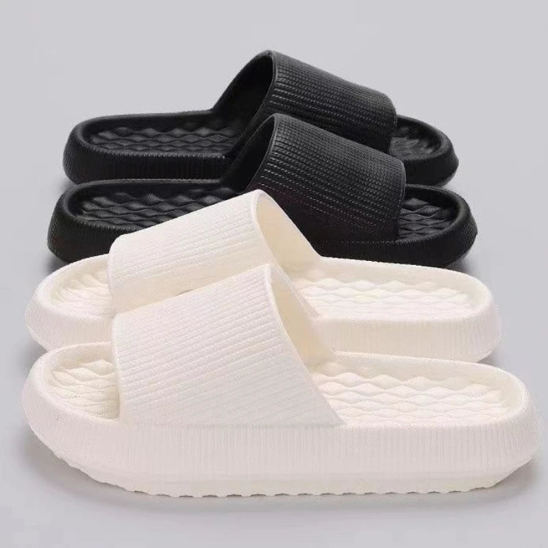 4cm Non-slip Soft Cloud Slippers Women Soft Eva Thicken Platform Slides Woman Couple Bathroom Home Flip Flops Summer Multi-color