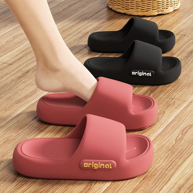 Thick Platform Cloud Slippers Women Letter Design Comfy Soft Sole EVA Pillow Slides Woman Summer Non Slip Bathroom Home Slippers