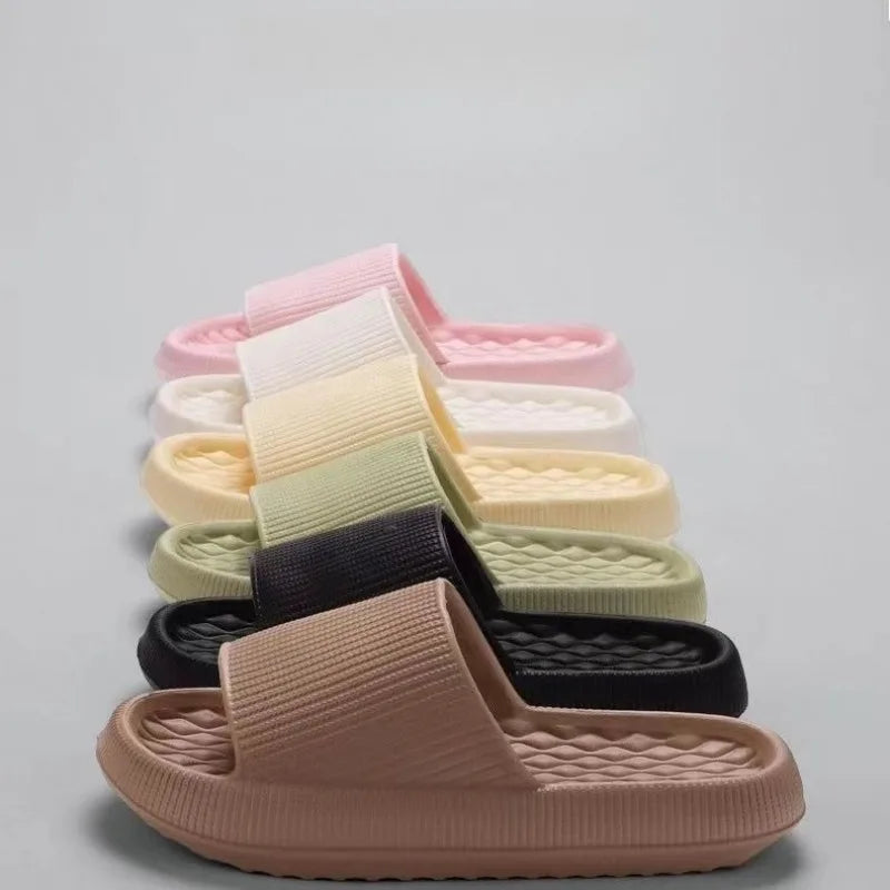 4cm Non-slip Soft Cloud Slippers Women Soft Eva Thicken Platform Slides Woman Couple Bathroom Home Flip Flops Summer Multi-color