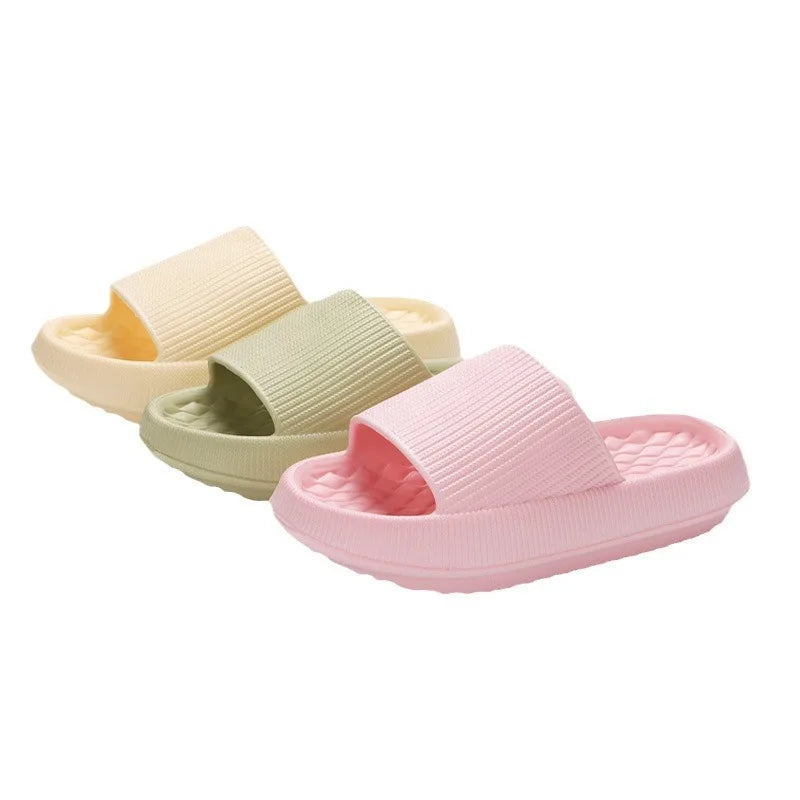 4cm Non-slip Soft Cloud Slippers Women Soft Eva Thicken Platform Slides Woman Couple Bathroom Home Flip Flops Summer Multi-color