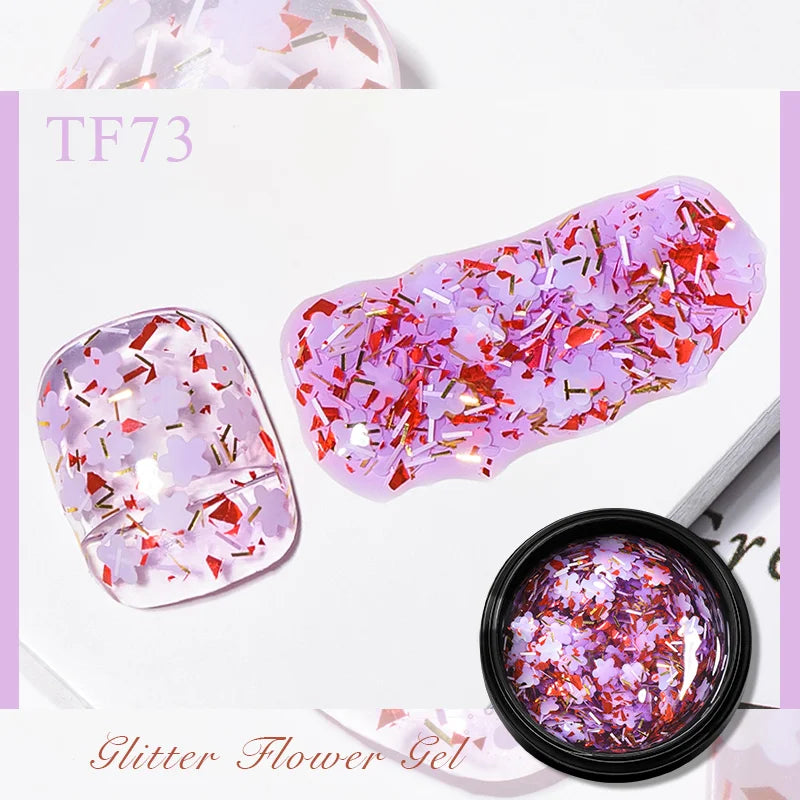 MEET ACROSS 8ml Sparkly Sequins Gel Nail Polish Pink Gold Silver Glitter Semi Permanent UV Nail Art Gel Varnish Manicure Design