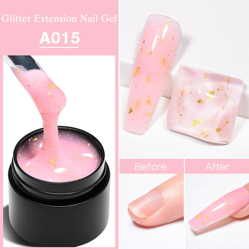 MEET ACROSS 8ml Sparkly Sequins Gel Nail Polish Pink Gold Silver Glitter Semi Permanent UV Nail Art Gel Varnish Manicure Design