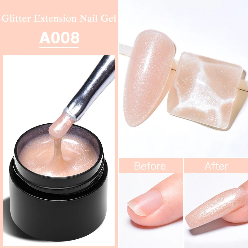 MEET ACROSS 8ml Sparkly Sequins Gel Nail Polish Pink Gold Silver Glitter Semi Permanent UV Nail Art Gel Varnish Manicure Design