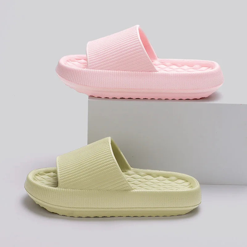 4cm Non-slip Soft Cloud Slippers Women Soft Eva Thicken Platform Slides Woman Couple Bathroom Home Flip Flops Summer Multi-color