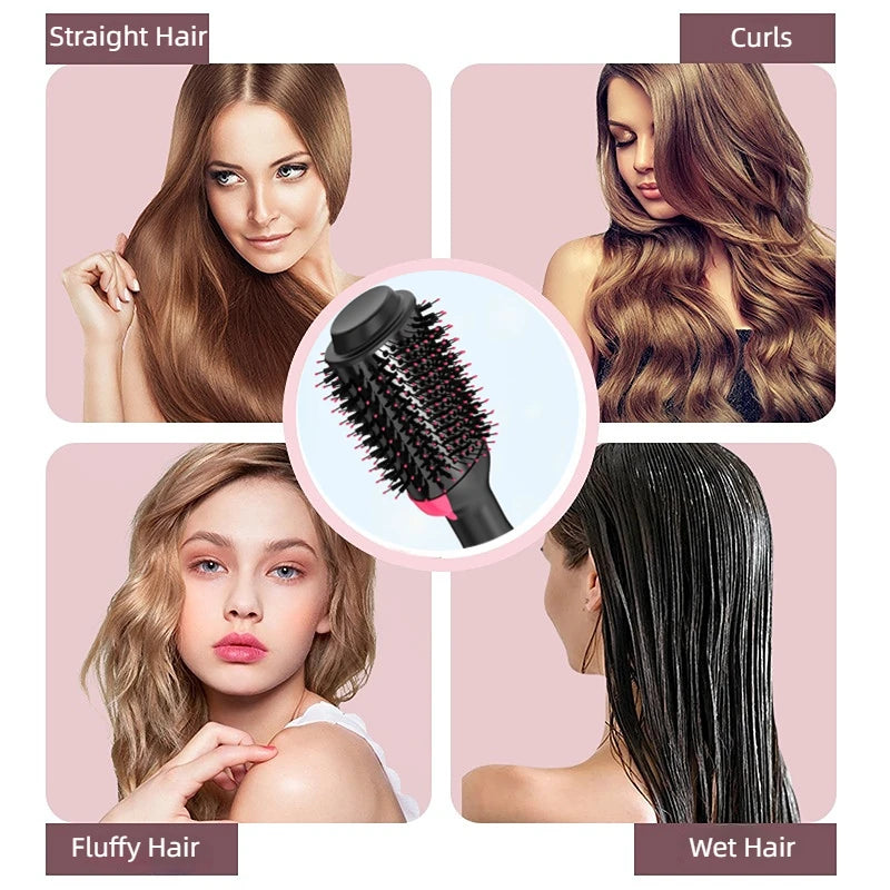 4 In 1 Hot Air Brush Styling Comb One-Step Heating Comb Hair Straightening Brush for Straight Curly Professional Hair Dryers 에어랩