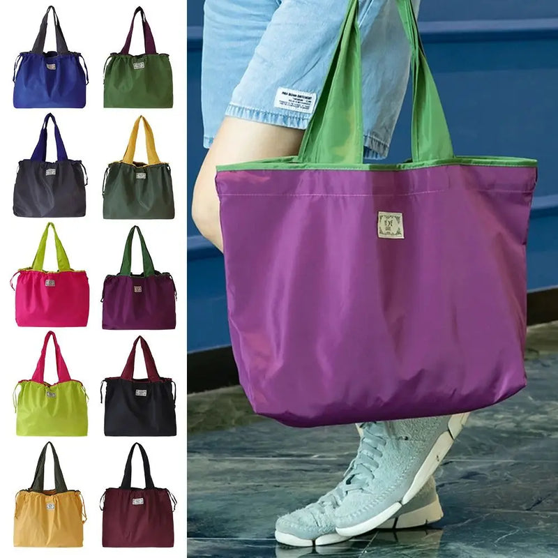 Drawstring Eco-Friendly Fashion Supermarket Shopping Bag Foldable Shopping Bag Reusable Waterproof Travel Grocery Bag Fashion